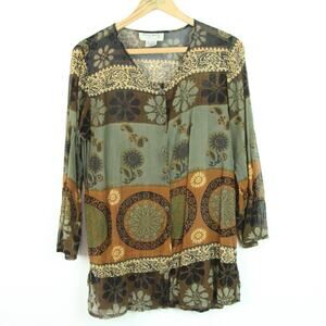 Vintage M L Top 90s Rayon Sheer Y2K Boho Hippy Whimsigoth Goblincore Witchy